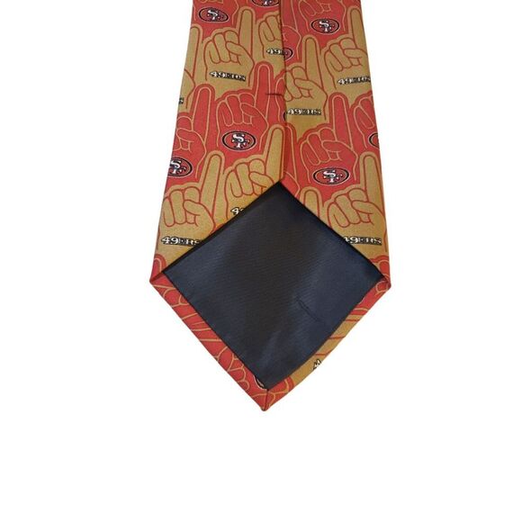 NFL San Francisco 49er Neck Tie Mens Red Gold '#1' Sports Coach Business Church - Picture 6 of 12
